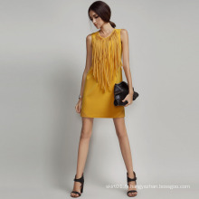 Hot Sale Fashion Round Collar sans manches Summer Lady Dress avec Tassel